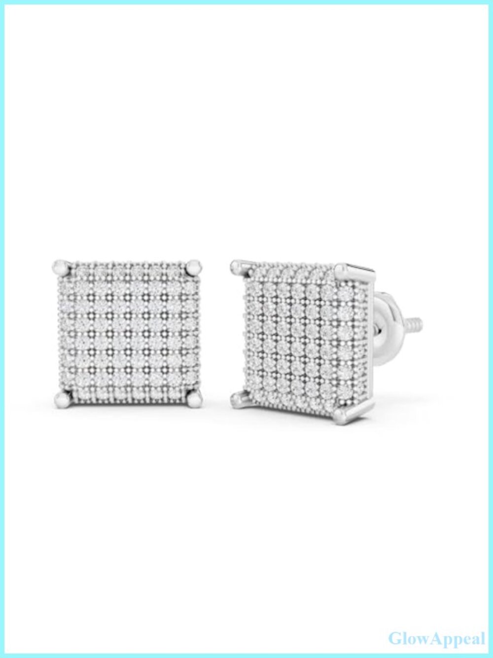 925 Sterling Silver 0.55ct Natural Diamond Hip Hop Stud Earrings Unisex